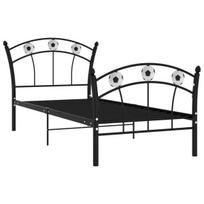 vidaXL Lovos rėmas, juodas, 90x200cm, metalas, futbolo dizaino, Juoda