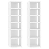 vidaXL Spintelės batams, 2vnt., baltos spalvos, 25x27x102cm, MDP, Balta