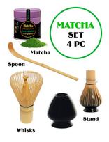 MATCHA RINKINYS - Matcha Japan Ceremonial (Kyoto), 40g + Whisks (Bambukinė šluotelė) + Spoon (šaukštelis) + Stand (šluotos laikiklis).