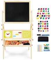 Dvipusė edukacinė lenta Mamabrum, magnetinė ir kreidinė, su skaitliukais ir laikrodžiu, 98 cm