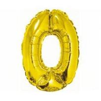 Folijos balionas numeris 0, auksinis, 35 cm