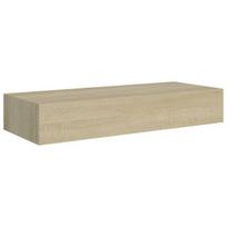 Sieninė lentyna su stalčiumi, ąžuolo, 60x23,5x10cm, MDF, ruda, Ruda