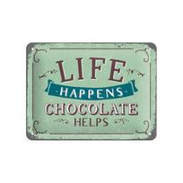Nostalgic Art metalinė plokštelė Life happens... Chocolate helps, 15x20cm