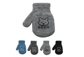Kumštinės pirštinės su virvele vaikams Rak R-116DB Bear, pilkos, 12 cm