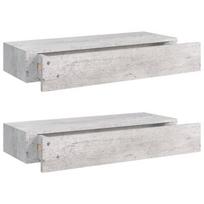 vidaXL Lentynos su stalčiais, 2vnt., betono pilkos, 60x23,5x10cm, MDF, Pilka