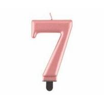 Gimtadienio žvakė numeris 7, metalinis rožinis auksas, 8,0 cm