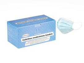 Vaikiškos medicininės vienkartinės veido kaukės Syntheos, mėlynos, 3-jų sluoksnių, 100 vnt.