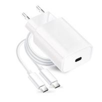 Įkroviklis Forcell + "USB-C (Type-C) to USB-C (Type-C)" (1xUSB-C 3A 25W) baltas