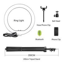 Žiedinė LED lempa su valdikliu ir stovu, 26 cm
