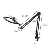 Žiedinė LED lempa su laikikliu prie stalo, 16 cm