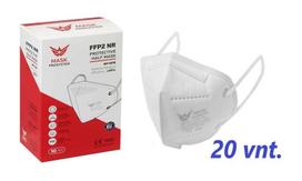 Respiratorius FFP2, 5 sluoksnių, pagamintas Lietuvoje, baltas, 20 vnt.