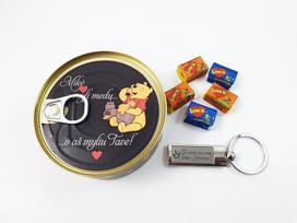 Dovana Jam konservų skardinėje „Mikė myli medų, o aš myliu tave“