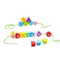 Medinės veriamos kaladėlės Tooky Toy Vikšras, 20vnt, Native