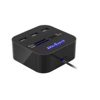 Usb 2.0 3 prievadų šakotuvas su atminties kortelių skaitytuvu