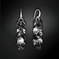 Sidabriniai auskarai moterims DiamondSky „Helios (Silver Night)“ su Swarovski kristalais