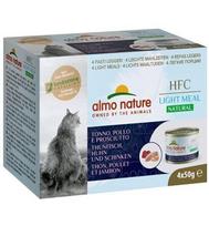 Almo Nature HFC Natural Light Meal, katėms, tunas, vištiena ir kumpis, 4 x 50 g.