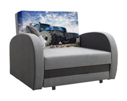 Miegamasis fotelis LOLA Blue tractor, pilka/grafito