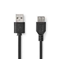 Kabelis USB 2.0 Nedis USB-A jungtis - USB-A jungtis, 3m, juoda, lizdinė plokštelė