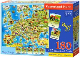 Castorland galvosūkis Europos žemėlapis 180 vienetų Viktorina
