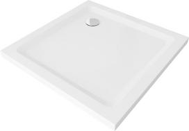 Kvadratinis dušo padėklas Mexen Flat Slim su sifonu, White+Chrome, 70x70, 80x80, 90x90, 100x100 cm