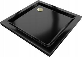Kvadratinis dušo padėklas Mexen Flat Slim su sifonu, Black+Gold, 70x70,80x80,90x90,100x100 cm