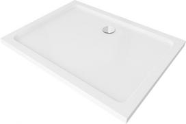 Stačiakampis dušo padėklas Mexen Flat Slim su sifonu, White+Chrome, 140x70,80,90,100 cm