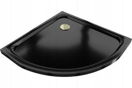 Pusapvalis dušo padėklas Mexen Flat Slim su sifonu, Black+Gold, 70x70,80x80,90x90,100x100 cm