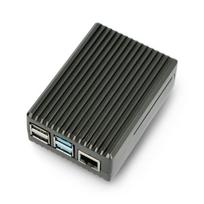 Dėklas skirtas Raspberry Pi 4B - su išpjovomis - aliuminis - grafitas