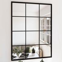 vidaXL Sieninis veidrodis, juodos spalvos, 80x60cm, metalas