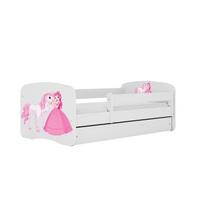 Vaikiška lova su stalčiumi ir čiužiniu Kocot Kids Babydreams, 80x180 cm, balta