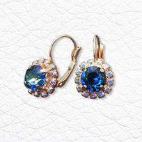Auskarai moterims DiamondSky „Glory II (Bermuda Blue)“ su Swarovski kristalais