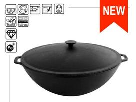WOK ketaus keptuvė su dangčiu, 36 cm