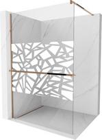 Walk-in dušo sienelė Mexen Kioto+ su lentynėle, rose gold/stiklas su raštu, 70,80,90,100,110,120,130,140x200 cm