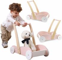 Medinė vaikštynė/stumdukas 2in1 PolarB Viga Toys, rožinė