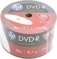 hp dvd-r, spausdinamos rašaliniu spausdintuvu, dme00070wip-3, 69302, 4,7gb, 16x, nefasuotos, 50 pakuočių, 12 cm, skirtos duomenų archyvavimui