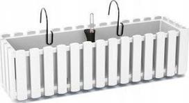 Balkono vazonas su automatiniu laistymu Prosperplast Boardee Fencycase W DDEF600W-S449, baltas