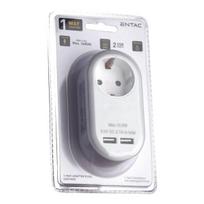 Šakotuvas 1 lizdo su 2xUSB-A, Entac