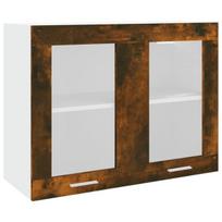 Pakabinama stiklinė spintelė, ąžuolo, 80x31x60cm, mediena, Ruda