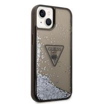 Guess PC/TPU Liquid Glitter Triangle Logo Case skirtas iPhone 14, juodas