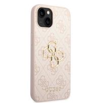 Guess PU 4G Metal Logo Case skirtas iPhone 14, rožinis