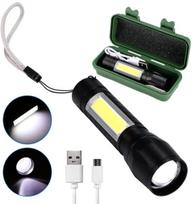 Taktinis LED žibintuvėlis 600 lm 400 m ZOOM COB XML T6 USB 5W