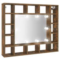 Veidrodinė spintelė su led apšvietimu, ąžuolo, 91x15x76,5cm, Ruda