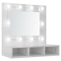 Veidrodinė spintelė su led, balta, 60x31,5x62cm, blizgi, Balta