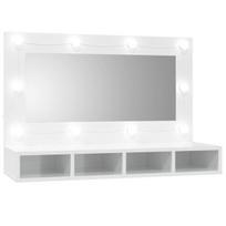 Veidrodinė spintelė su led, balta, 90x31,5x62cm, blizgi