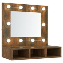 Veidrodinė spintelė su led, dūminio ąžuolo, 60x31,5x62cm, Ruda