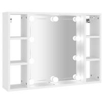 Veidrodinė spintelė su led apšvietimu, balta, 76x15x55cm