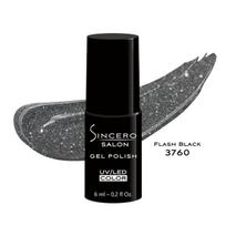 Gelinis nagų lakas "Sincero Salon", 6ml, FLASH BLACK, 3760