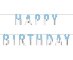 Girliandos "Happy Birthday", 160 x 11 cm, blue-silver PF-GUNS