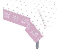 Plastikinė staltiesė "Baby Shower", rožinės širdelės, 137 x 213 cm 73363