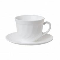Puodelių su lėkštutėmis rinkinys Luminarc Trianon (4 pcs) Balta stiklas 28 cl